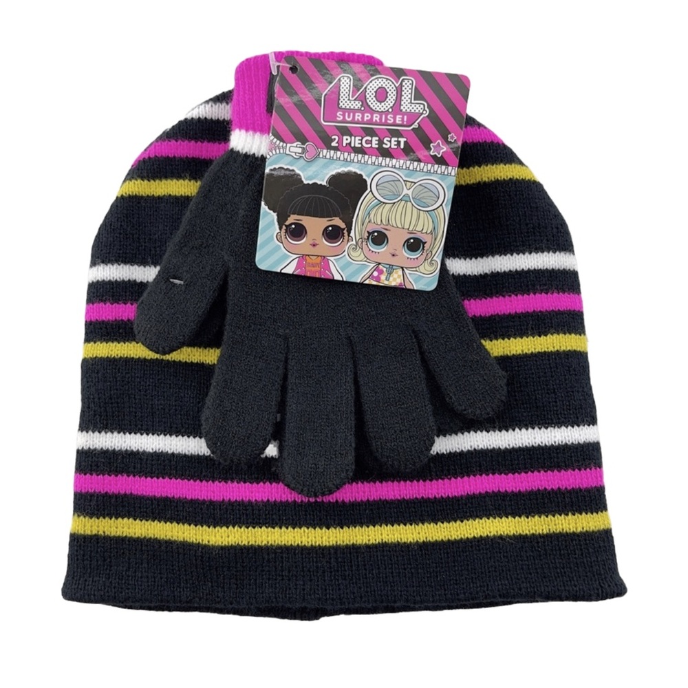 Girls Lol Surprise 2 Piece Set Beanie & Gloves